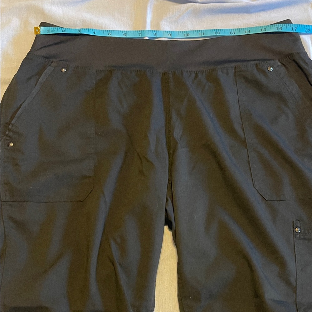 Black scrub bottoms - Purple Label Yoga - Healing Hands - size petite large - Picture 3 of 5
